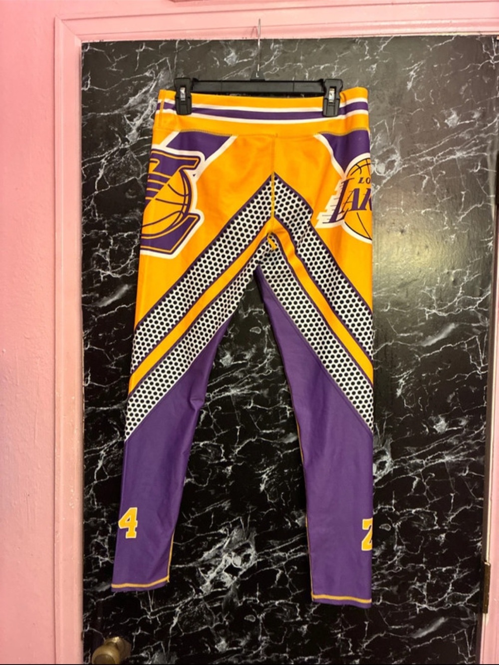 🔥🔥🔥Purple and Gold Lakers Basketball Logo Leggings for Women #24